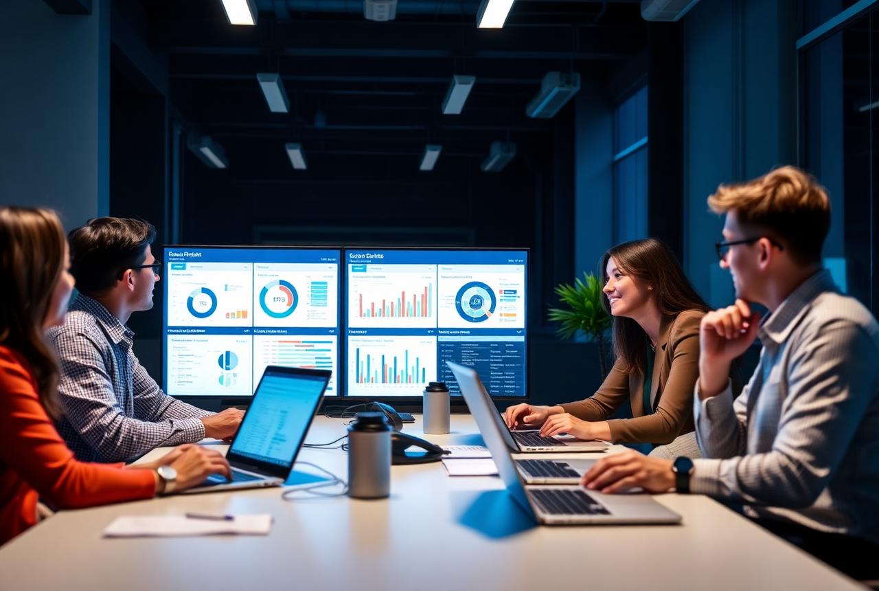 Team reviewing analytics dashboards